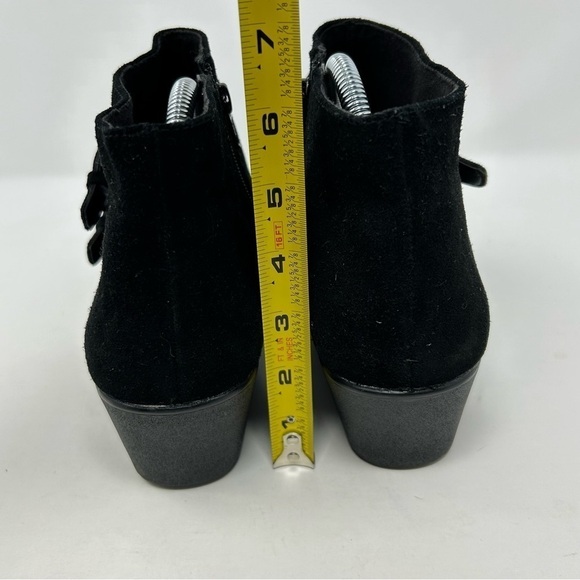 Munro American Drew Monk 2 Strap Black Suede Wedge Ankle Boots Size 11 - Picture 8 of 14